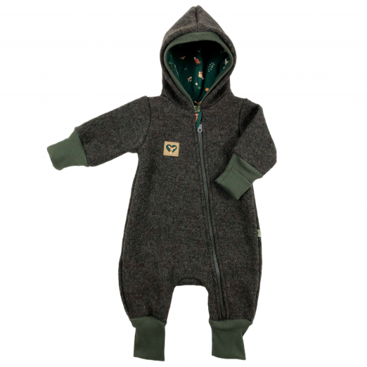 Baby-/Kleinkinder-Overall aus Walkloden, ungefüttert, oliv meliert – Bild 2