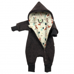 Baby-/Kleinkinder-Overall aus Walkloden, gefüttert, dunkelbraun meliert