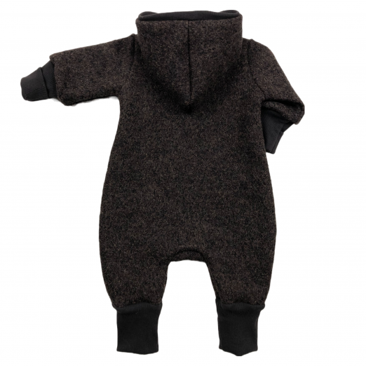 Baby-/Kleinkinder-Overall aus Walkloden, gefüttert, dunkelbraun meliert – Bild 4