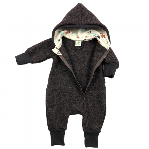 Baby-/Kleinkinder-Overall aus Walkloden, ungefüttert, dunkelbraun meliert