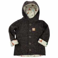 Kleinkinder-Jacke aus Walkloden, gefüttert, dunkelbraun meliert