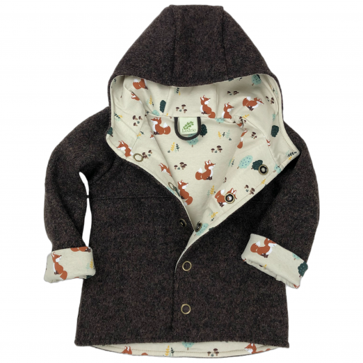 Kleinkinder-Jacke aus Walkloden, gefüttert, dunkelbraun meliert – Bild 2