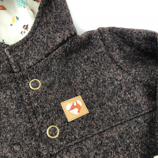 Kleinkinder-Jacke aus Walkloden, gefüttert, dunkelbraun meliert – Bild 3