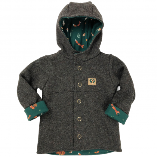 Kleinkinder-Jacke aus Walkloden, gefüttert, oliv meliert