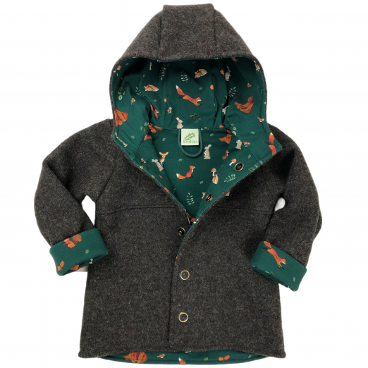 Kleinkinder-Jacke aus Walkloden, gefüttert, oliv meliert – Bild 2