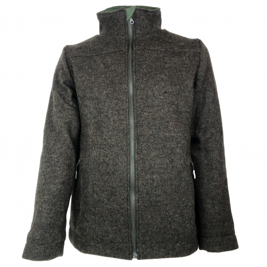 Herrenjacke Walkloden, gefüttert, oliv meliert