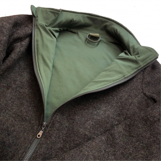 Herrenjacke Walkloden, gefüttert, oliv meliert – Bild 3