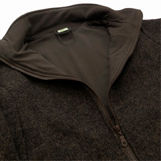 Herrenjacke Walkloden, gefüttert, dunkelbraun meliert – Bild 4