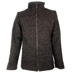 Herrenjacke Walkloden, gefüttert, dunkelbraun meliert