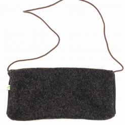 Handmuff aus Walkloden mit Merinofutter, dunkelbraun meliert