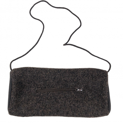 Handmuff aus Walkloden mit Merinofutter, dunkelbraun meliert – Bild 6