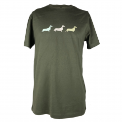 Herren T-Shirt "bunte Dackel", oliv - Vorbestellung